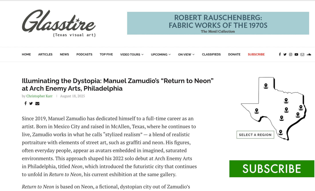 Glasstire.com - Illuminating the Dystopia: Manuel Zamudio’s “Return to Neon” at Arch Enemy Arts, Philadelphia